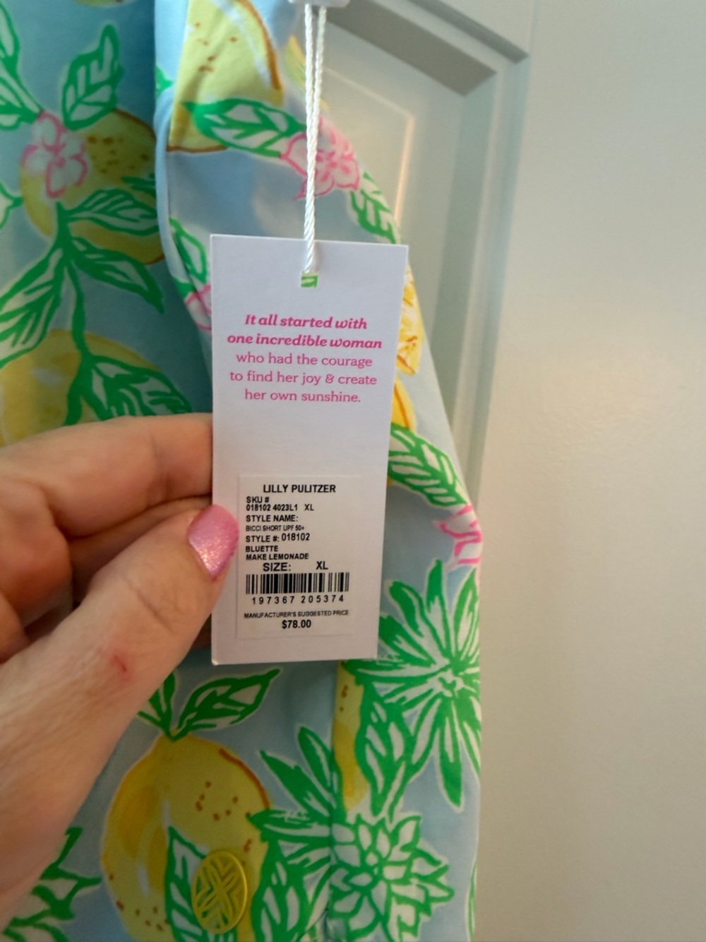 Lilly Pulitzer Sky Blue Lemon-Print Athletic Shorts - Picture 3 of 6